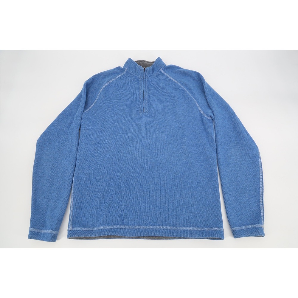 Johnnie O Pullover Mens Medium Blue‎ Gray Turner Reversible 1/4 Zip Sweater